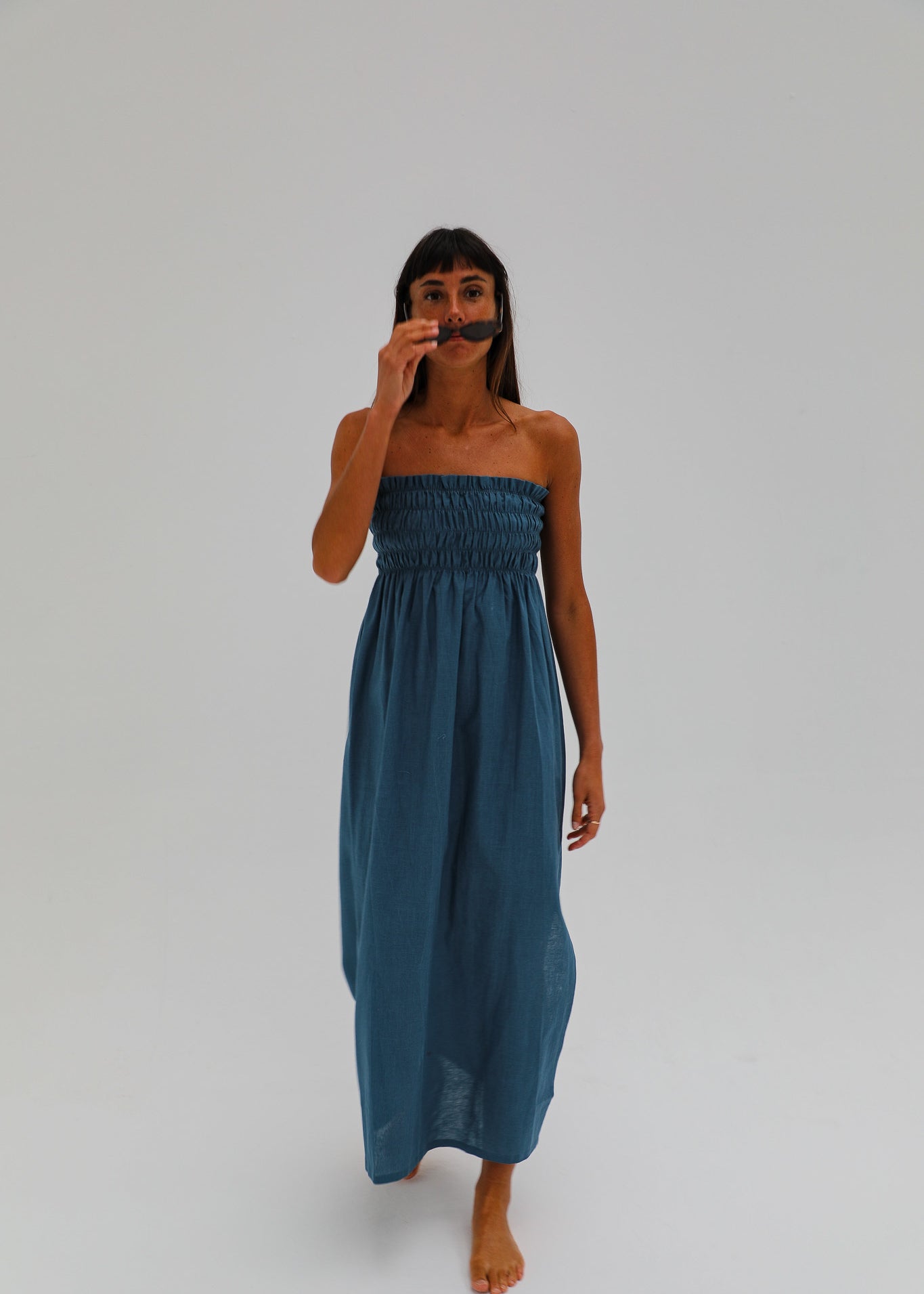 Comfy Linen Dress Blue