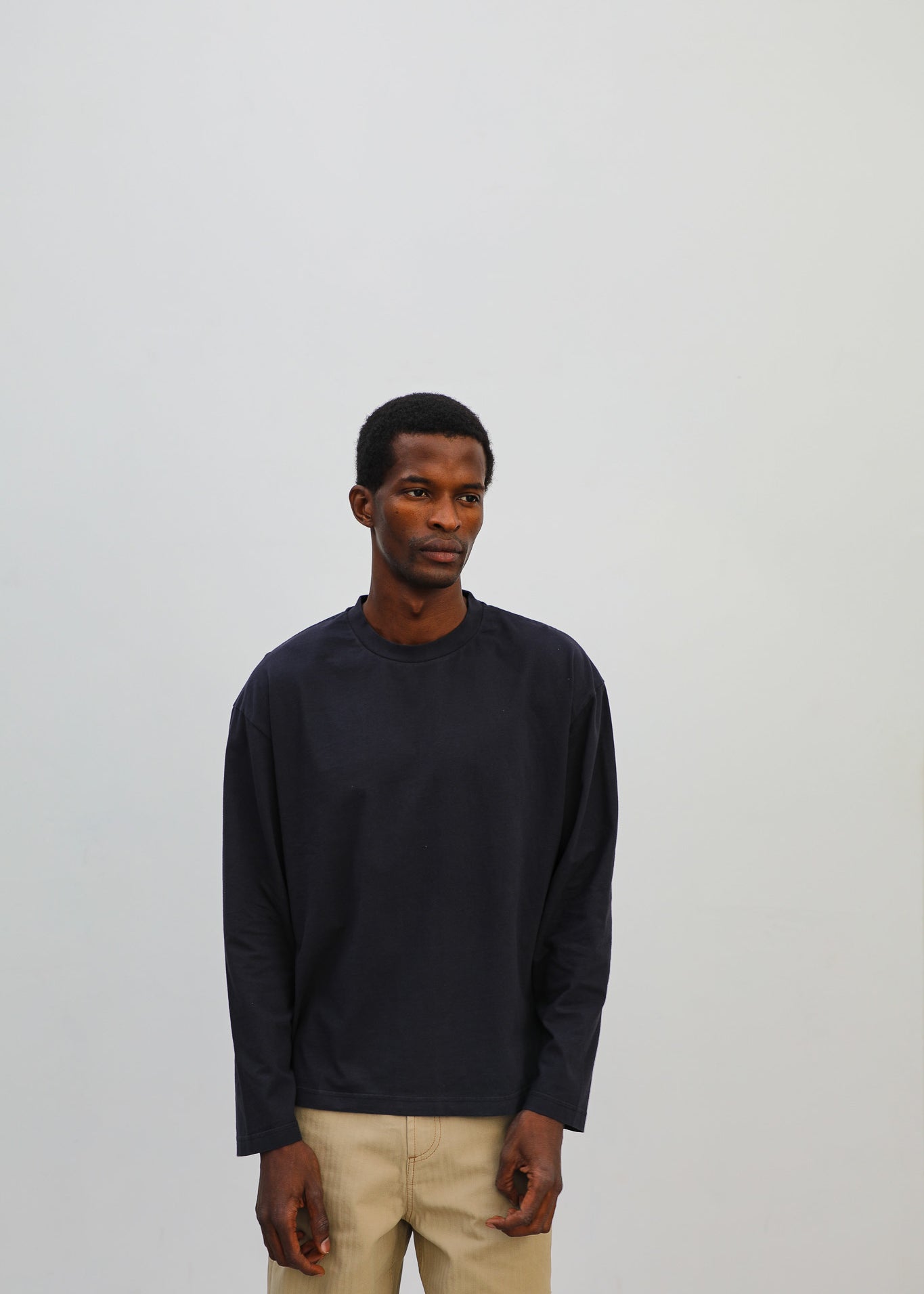 Soft Modern Long Trendy T-Shirt Navy