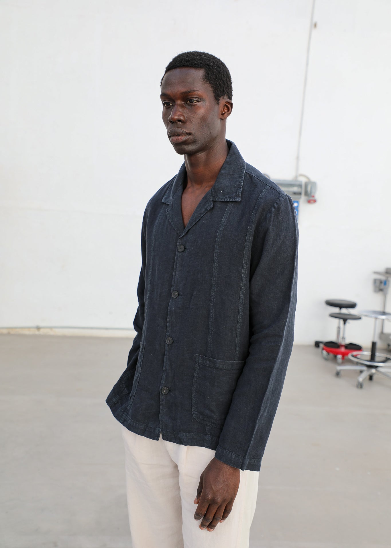 Linen Blazer Guayabera Navy