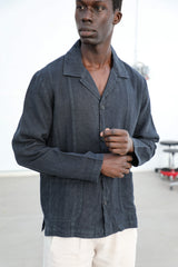 Linen Blazer Guayabera Navy