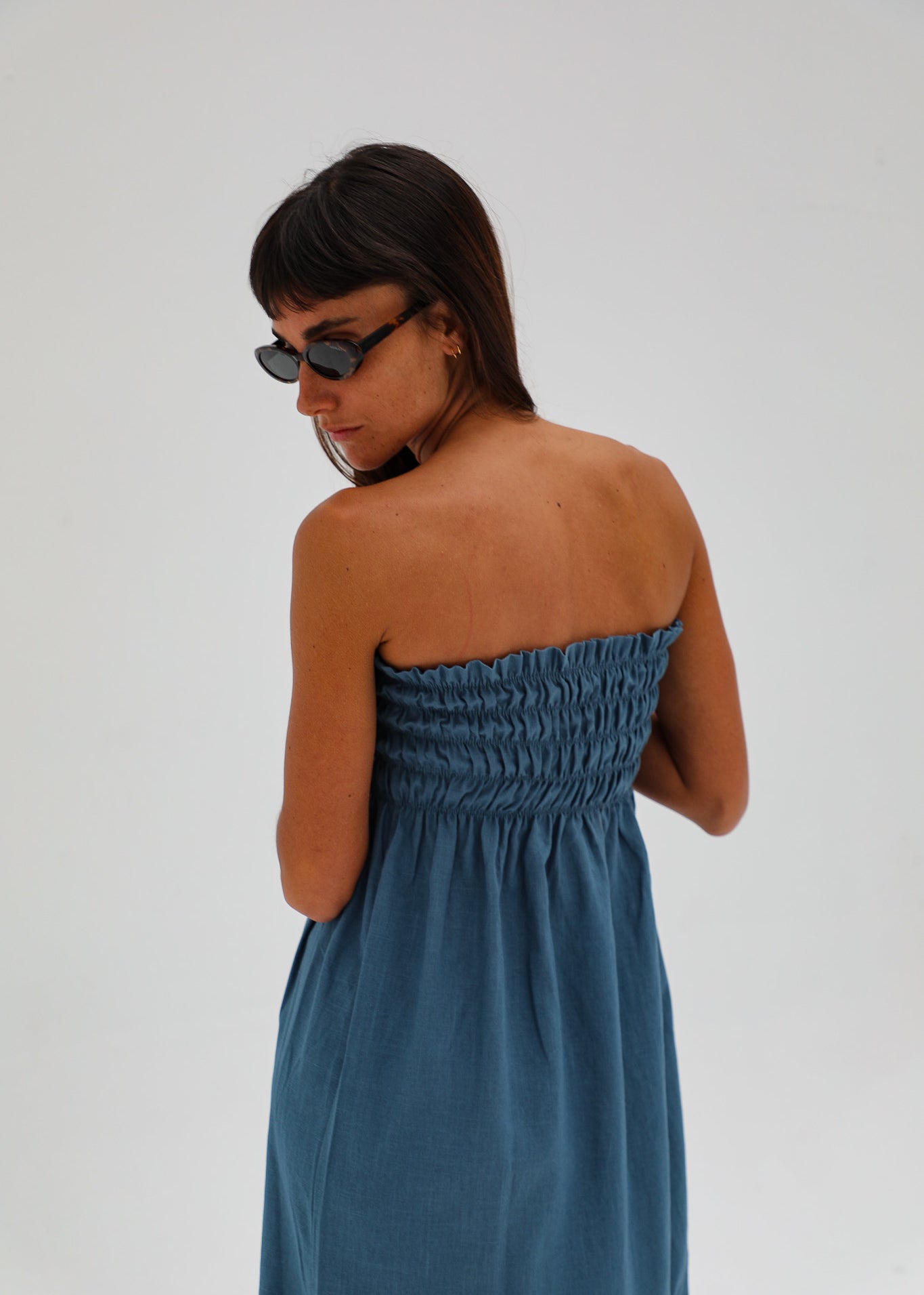 Comfy Linen Dress Blue