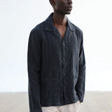 Linen Blazer Guayabera Navy
