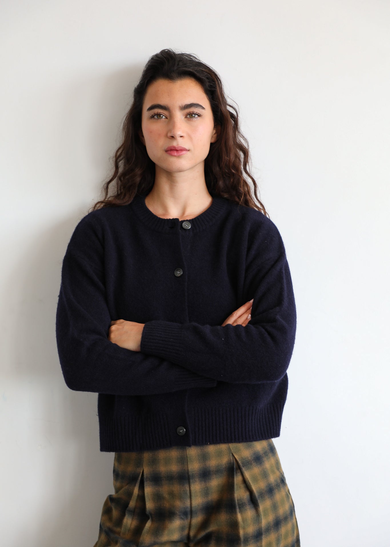 Modern Buttons Knit Sweater Navy