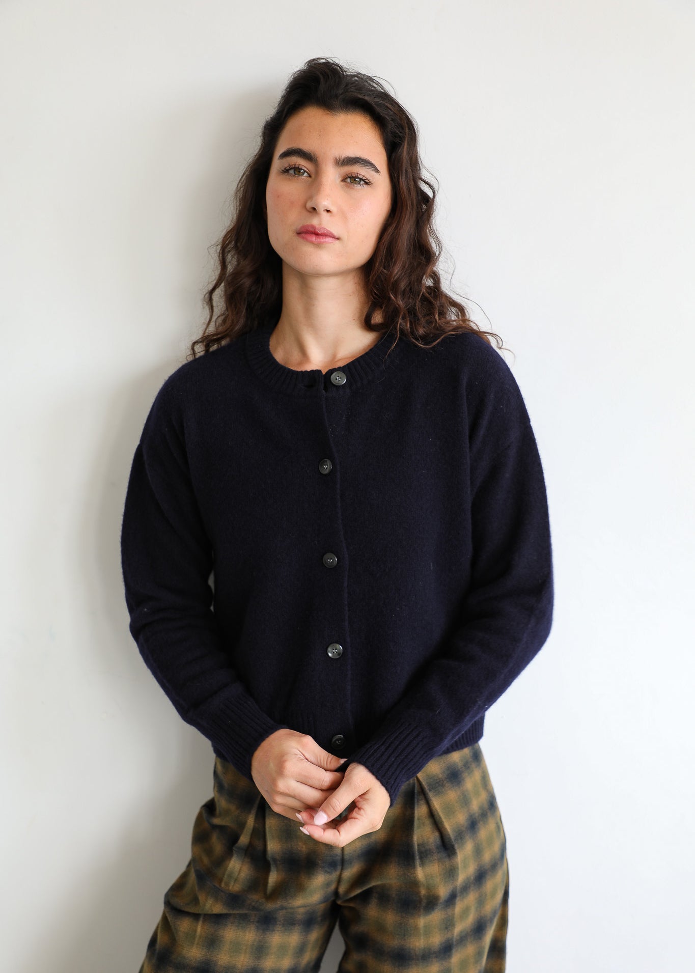 Modern Buttons Knit Sweater Navy