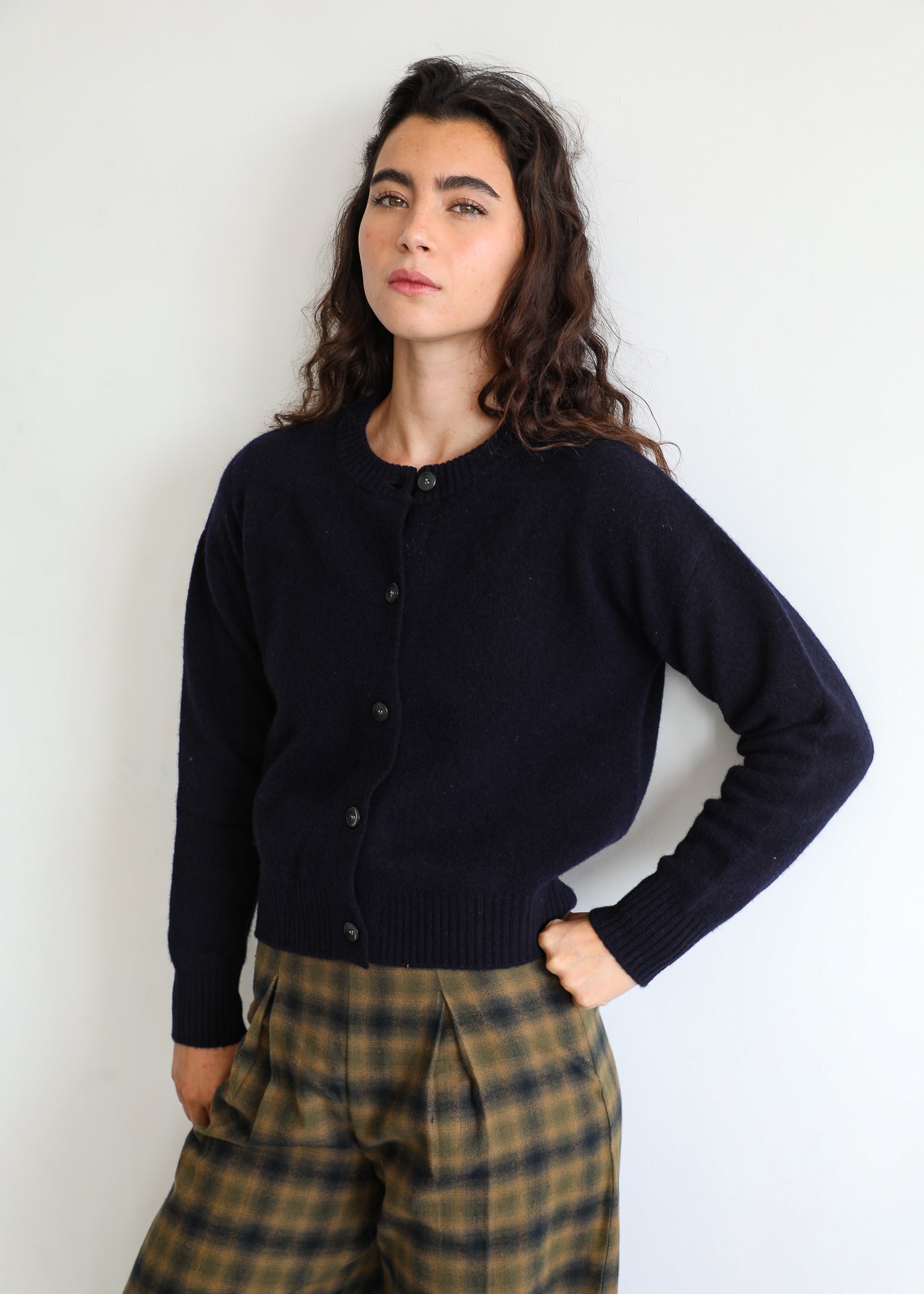 Modern Buttons Knit Sweater Navy