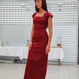 Square Linen Dress Cherry