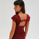 Square Linen Dress Cherry