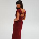 Square Linen Dress Cherry