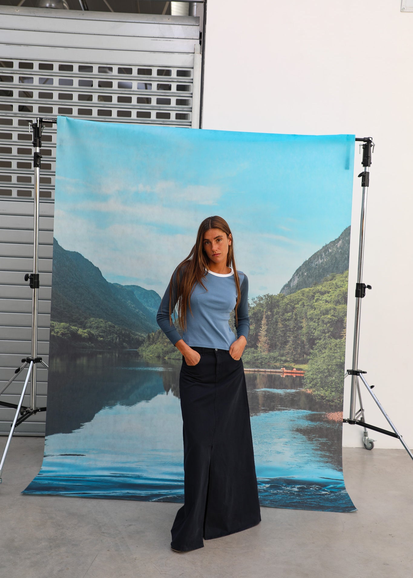 Triple Tone Long T-Shirt Blue