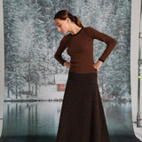 Wool Long Skirt Brown