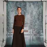 Wool Long Skirt Brown