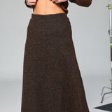 Wool Long Skirt Brown