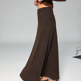 Wool Long Skirt Brown