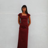 Square Linen Dress Cherry