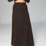Wool Long Skirt Brown