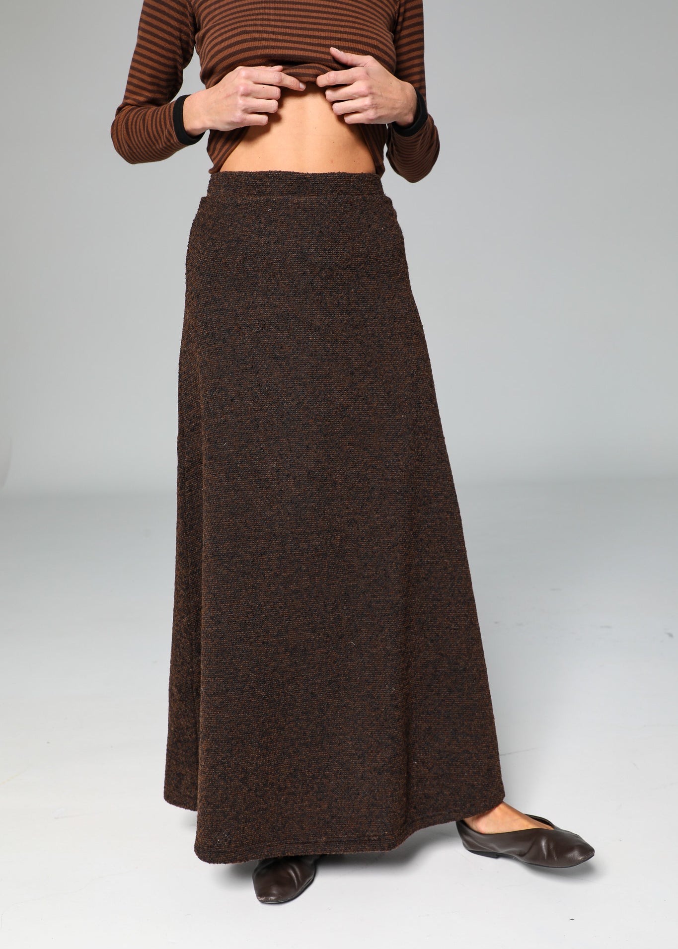 Wool Long Skirt Brown