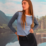 Triple Tone Long T-Shirt Blue