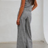 Vichy Pleated Pants Navy & White
