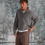 Buttons Turtleneck Knit Sweater Dark Grey 