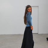 Triple Tone Long T-Shirt Blue
