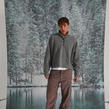 Buttons Turtleneck Knit Sweater Dark Grey 