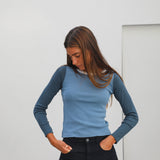 Triple Tone Long T-Shirt Blue