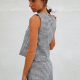 Vichy Vest Navy & White