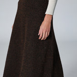 Wool Long Skirt Brown