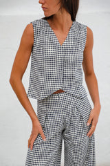 Vichy Vest Navy & White