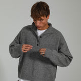 Buttons Turtleneck Knit Sweater Dark Grey 