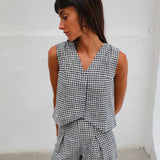 Vichy Vest Navy & White
