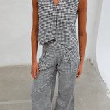 Vichy Vest Navy & White