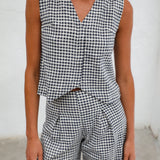 Vichy Vest Navy & White