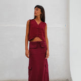 Linen Vest Burgundy