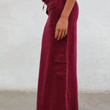 Cool Linen Skirt Burgundy