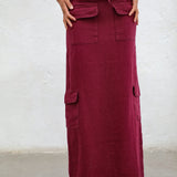 Cool Linen Skirt Burgundy