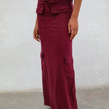 Cool Linen Skirt Burgundy