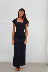 Square Linen Dress Navy