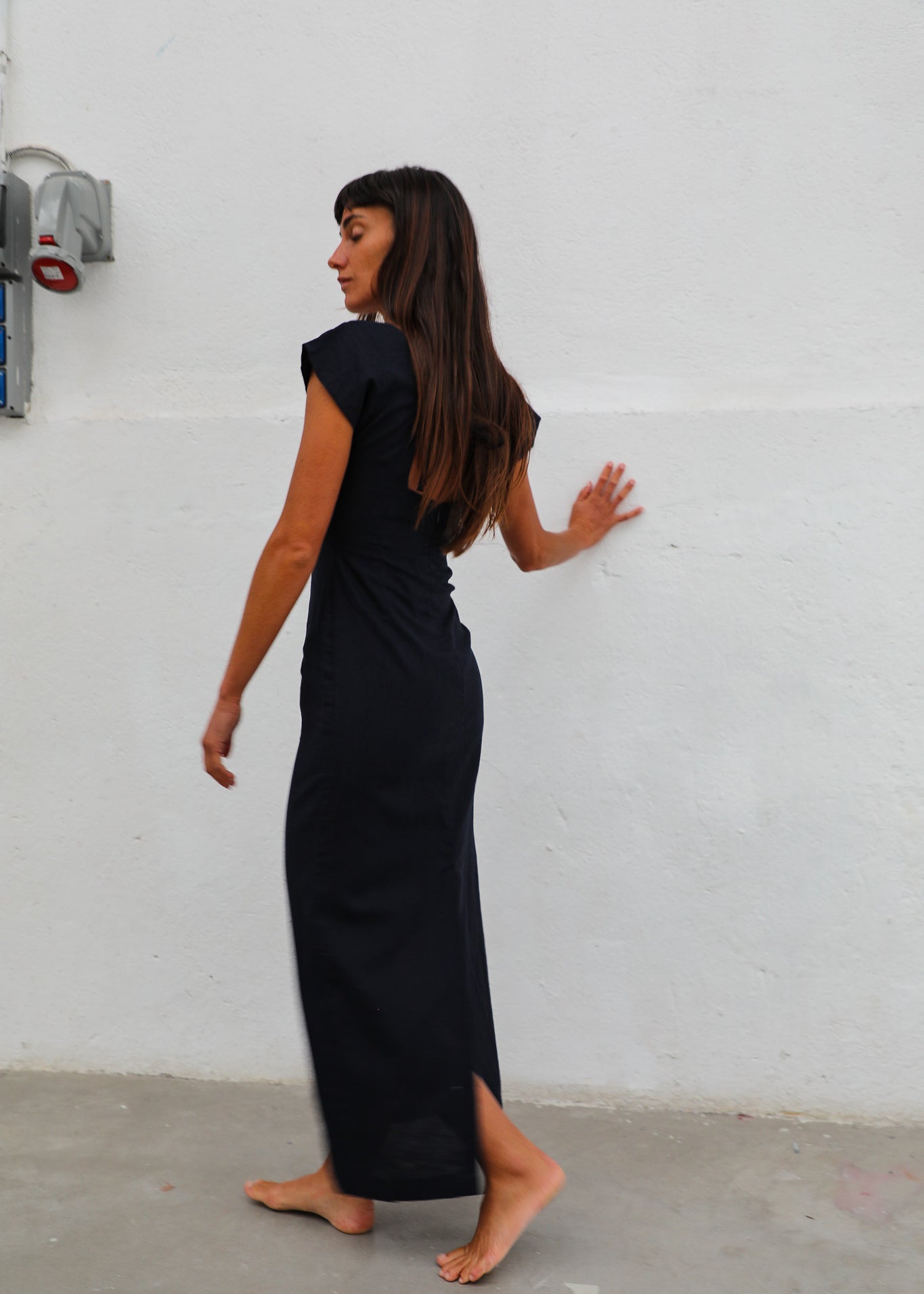 Square Linen Dress Navy