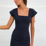 Square Linen Dress Navy