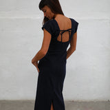 Square Linen Dress Navy