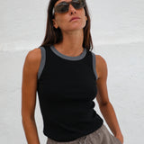 Ringer Tank Top Black & Grey