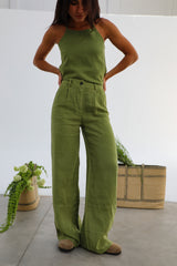 Linen Pants Olive Green