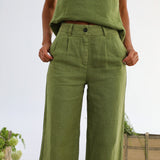 Linen Pants Olive Green