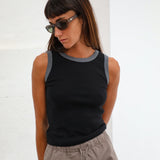 Ringer Tank Top Black & Grey