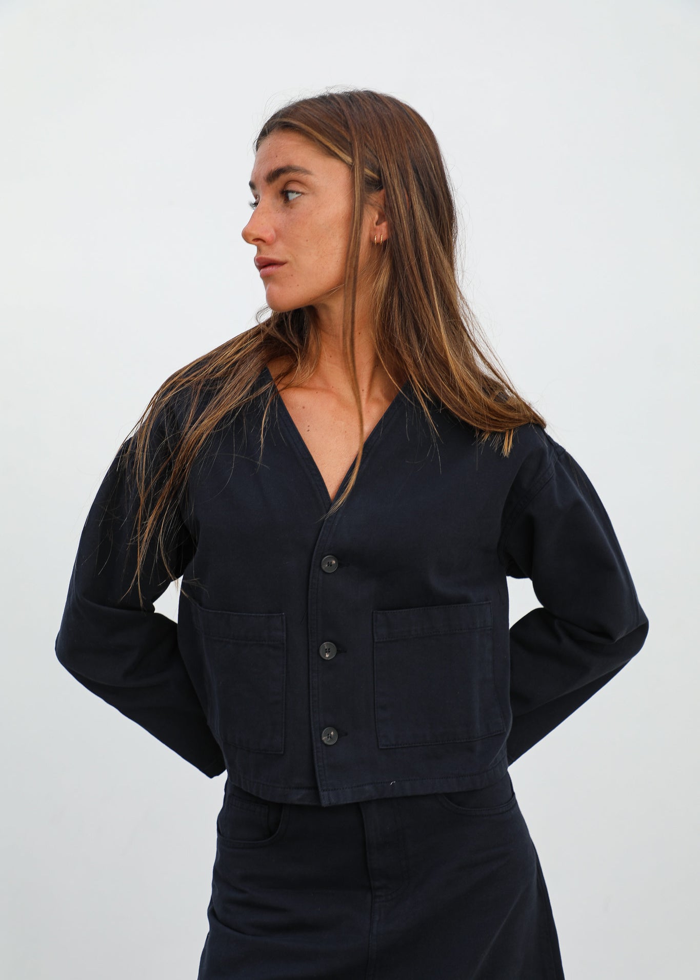 Buttons Denim Jacket Navy