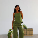 Linen Pants Olive Green