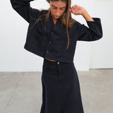 Buttons Denim Jacket Navy