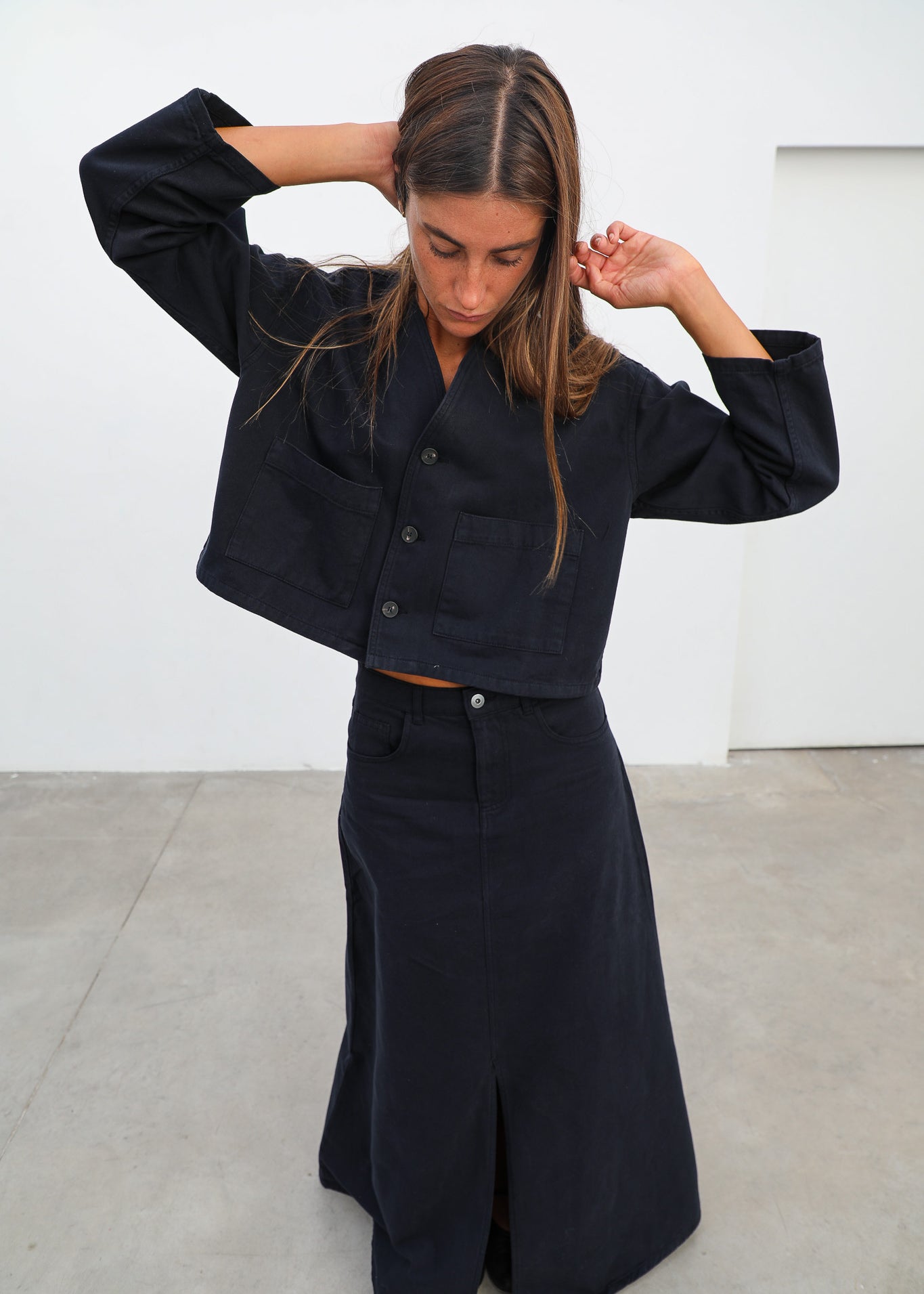 Buttons Denim Jacket Navy