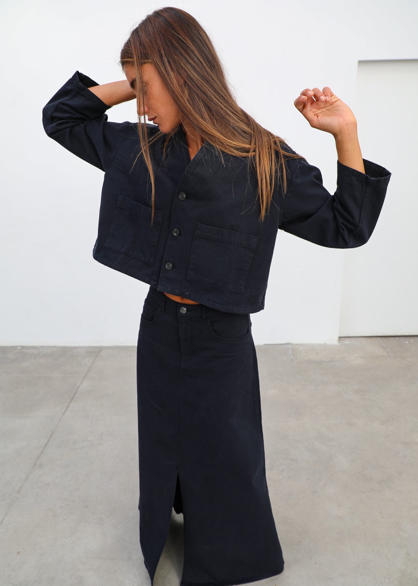 Maxi Denim Skirt Navy